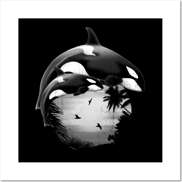 Orca Killerwhales Wall Art by NicGrayTees